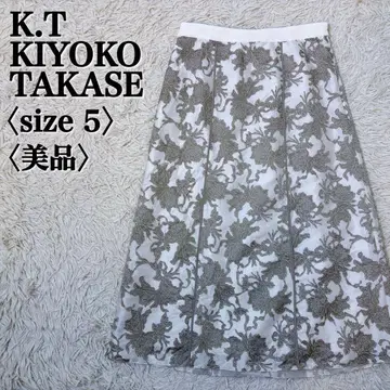새상품급 키요코 타카세 자수 레이스 롱 스커트 S 일본제 화이트