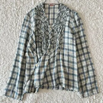 45R umii908 2way 카슈쿨 체크 프릴 블라우스