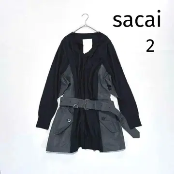 sacai 사카이 무릎 기장 원피스 니트 절개 실크 캐시미어 벨트