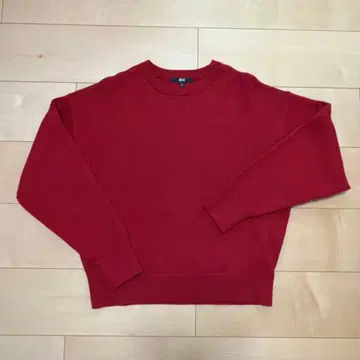 UNIQLO:C 스무스 코튼 크루넥 스웨터 빨간색 완판템