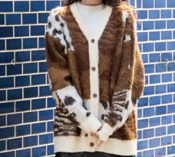 니코앤드 레오파드 플라워 MIX 가디건 니트 택 포함 새상품