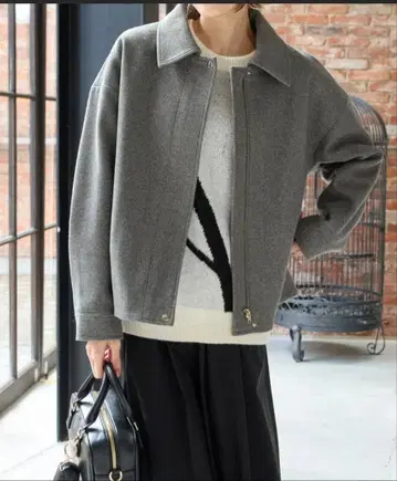 Honeys 카라 부착 블루종 그레이