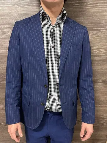 네이비 스트라이프 비즈니스 자켓 Y4