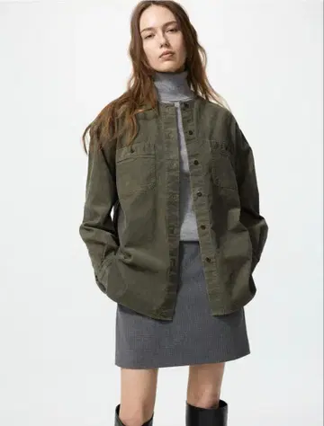 UNIQLO 코듀로이 롱 셔츠 자켓
