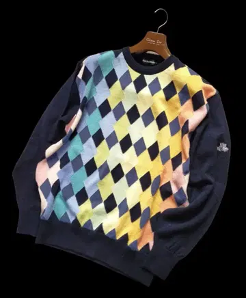 Black&White 블랙&화이트 하이 게이지 울 니트 아가일