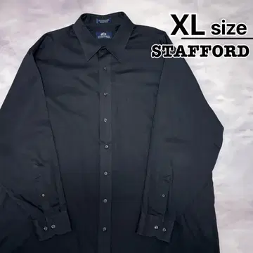USA 구제 의류 STAFFORD 캐주얼 셔츠 XL 스트라이프 블랙 긴팔