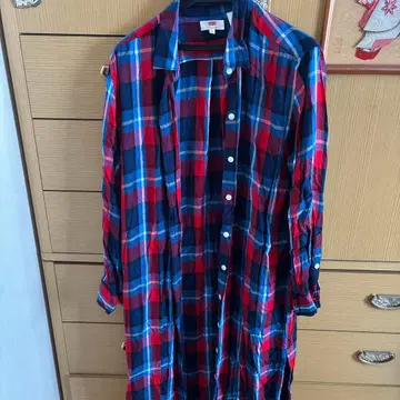 Levi's 체크 무늬 긴팔 셔츠 원피스