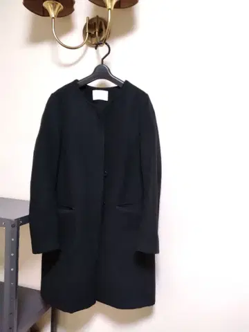 조인트 웍스 블랙 롱 코트 폴리에스테르 100