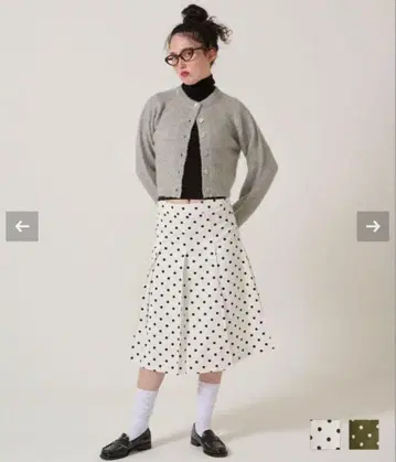 TINA:JOJUN 도트 무늬 플리츠 스커트