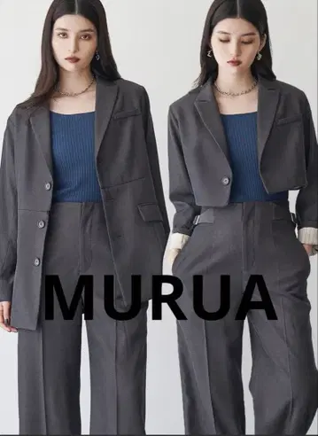 MURUA 다크 그레이 테일러드 자켓 탈부착 가능 스커트 세트