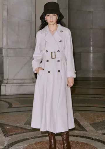 벨티드 울 트렌치코트 M 사이즈