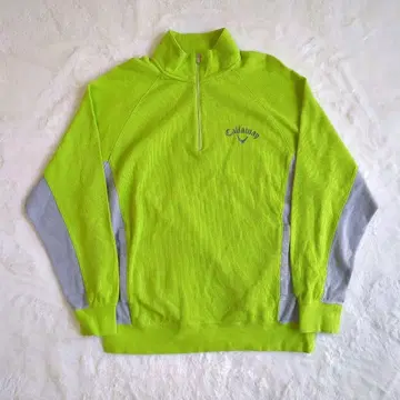 캘러웨이 맨투맨 골프웨어 하프 지퍼 스트레치 자수 옐로우 그린