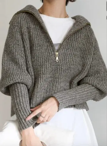 미사용!!select MOCA 셀렉트 모카 멜란지 하프 지퍼 라메 니트