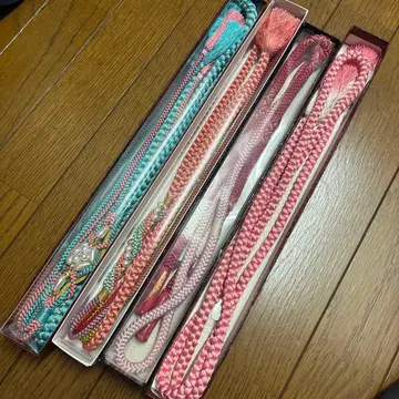 허리띠 4개 세트 핑크, 파랑, 빨간색