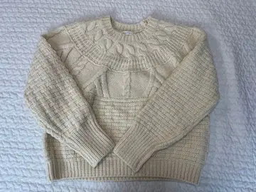 아이보리 케이블 니트 스웨터 S