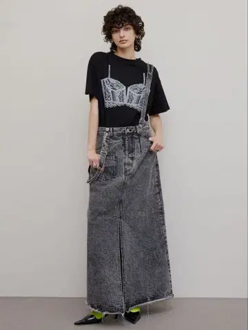 Ameri MEDI INVERT SUSPENDER DENIM SKIRT