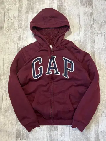 GAP 버건디 집업 후드티 속기모