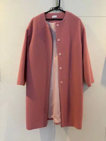 SONO 핑크 노카라 롱 코트