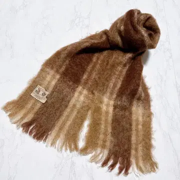 새상품급 glen cree 머플러 모헤어 100% 스트라이프 브라운