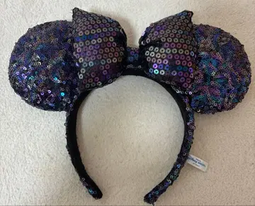 디즈니씨 미니 머리띠 블랙 보라색 스팽글 반짝반짝