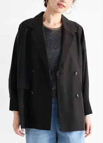 Vin 7부 소매 시어 셔츠 자켓 블랙