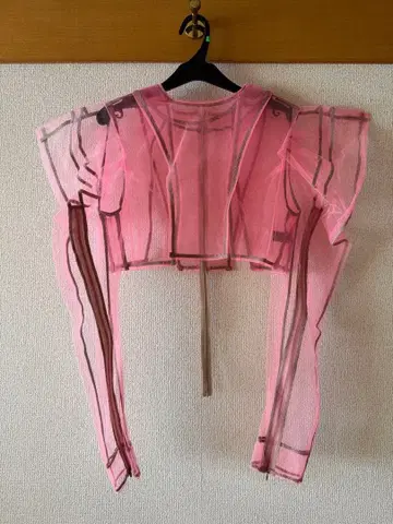 SHIROMA 시스루 핑크 크롭 셔츠