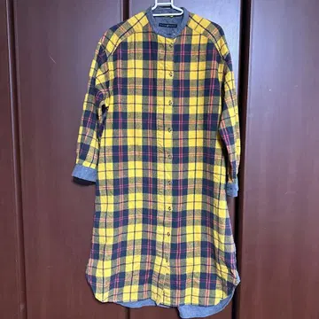 CHILD WOMAN 샤기 체크 x 무지 도킹 원피스