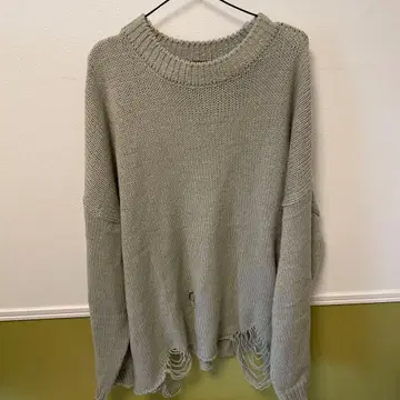 [치카시츠플러스] 오버 사이즈 데미지 긴팔 니트 로우게이지 니트