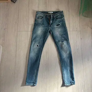 데미지 가공 블루 데님 슬림 핏 zara 31