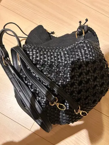 블랙 뜨개질 바스켓백