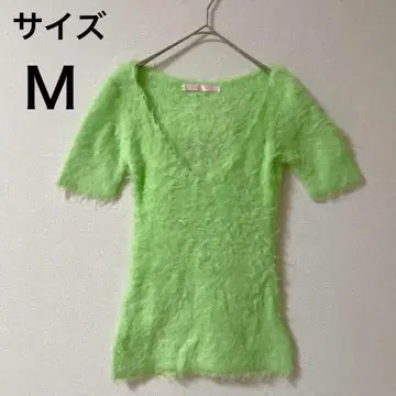 [ 에고이스트 ] 반팔 니트 V넥 ECOIST 라임 그린 캐주얼