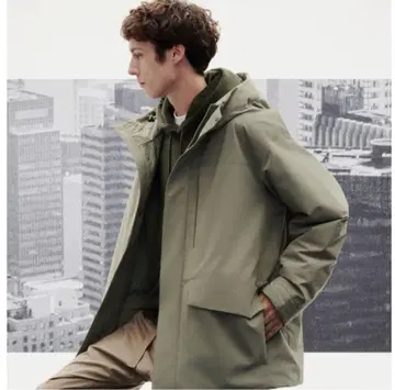 유니클로 하이브리드 다운 후드 부착