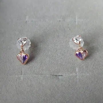 미사용 츠츠미 하트 큐빅 지르코니아 귀걸이 K10