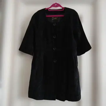 Leilian 레리안 7부 소매 롱 코트 튜닉 13 플러스 블랙