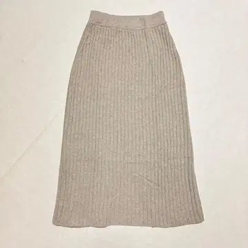 리브 니트 스커트 베이지 슬릿 구제 의류
