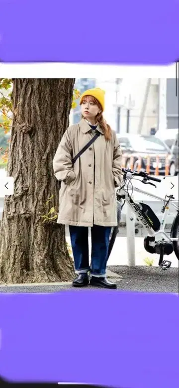 BEAMS BOY 코튼 폴리에스테르 샴브레이 스텐카라 코트