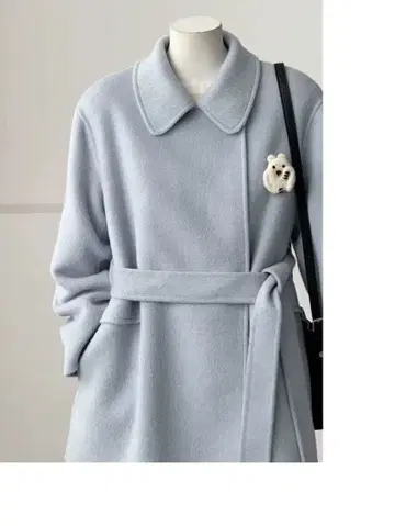 라이트 블루 벨트 포함 자켓