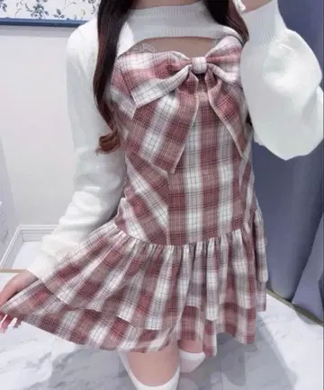 에블린 리본 볼레로 원피스 빨간색