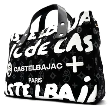 미사용에 가까운 까스텔바작 핸드백 로고 올 패턴 손잡이 블랙