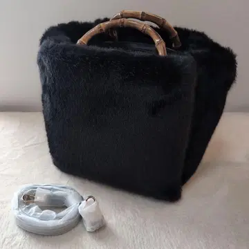 2way 퍼 대나무 핸들 핸드백