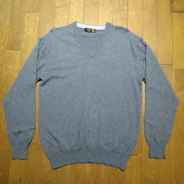 퓨어 캐시미어 100% V넥 니트 블루 계열 L