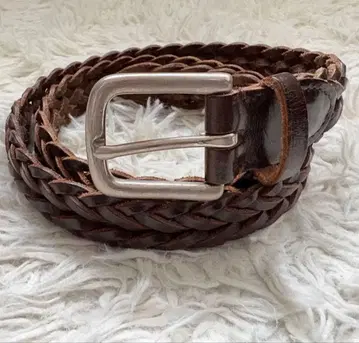 화이트하우스콕스 가죽 웨빙 벨트 브라운 단종 실버 금장 장식