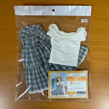 보크스 블루 체크 오버롤 스커트 세트 DD