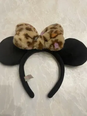 디즈니 레오파드 무늬 리본 포함 머리띠