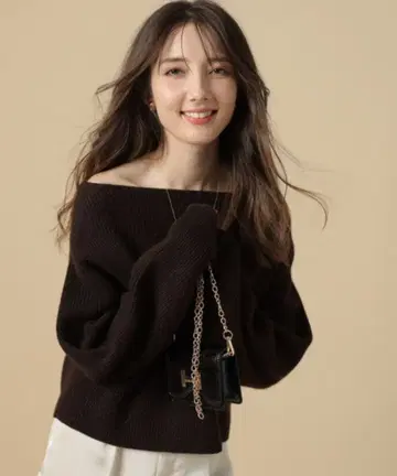 아푸와이저 리셰 울 캐시미어 라메 오프 넥 니트