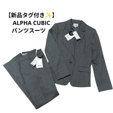 [택 포함 새상품] ALPHA CUBIC 스트라이프 수트 셋업 그레이