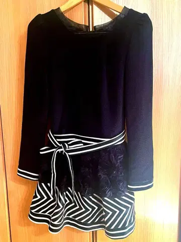 MIELUX 원피스 블랙 x 화이트 리본 포함 S