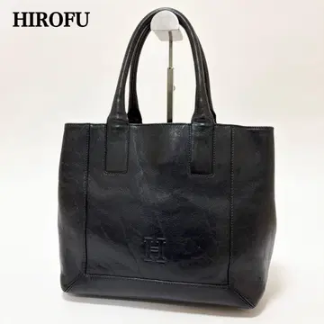 히로후 핸드백 미니 토트백 H 로고 올 가죽 네이비