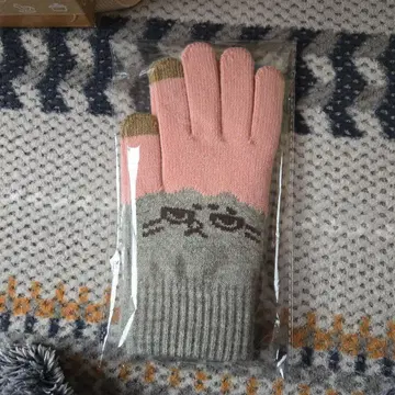 마누르 니트 장갑 핑크 그레이