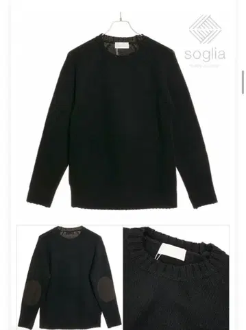 soglia 엘르 엘보우 패치 니트 블랙 XL 사이즈